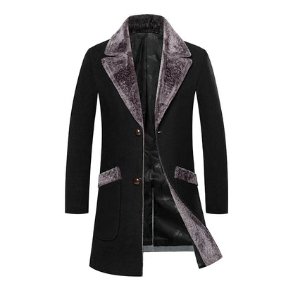 High-quality, fashionable, cool, trendy and versatile men's mid-length woolen collar casual woolen coat