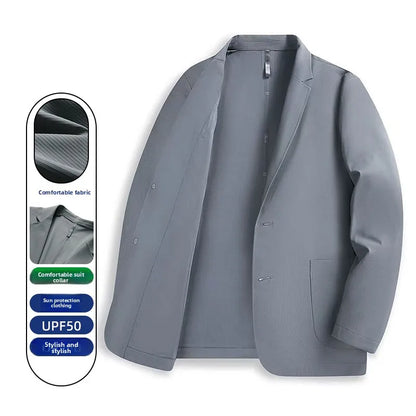 Thin-sleeved Sunscreen Blazer Fashionable for Outdoor Travel, Camping, Wedding, Casual Wear. Korean-style Men's Slim-fit Blazer