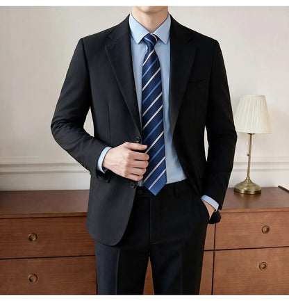 Men's Blazer Retro Texture Smart Casual Suit Lightweight Business Commuter Jacket