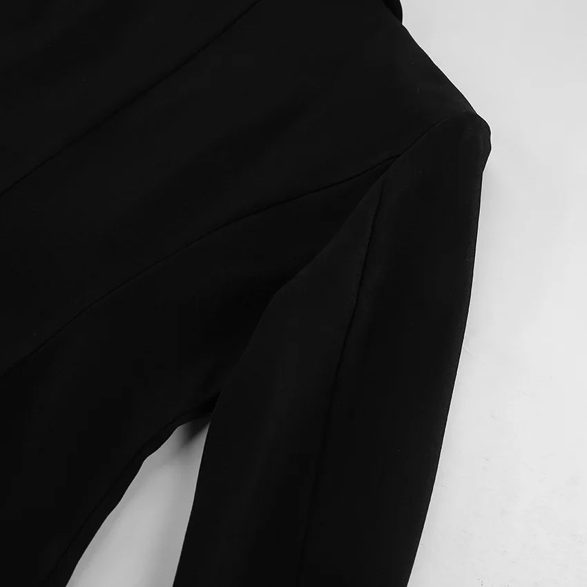 Elegant Black Lace Splice Long Sleeve Women's  Commute Style Fashion Design Polyester Fabric Business Casual Coat
