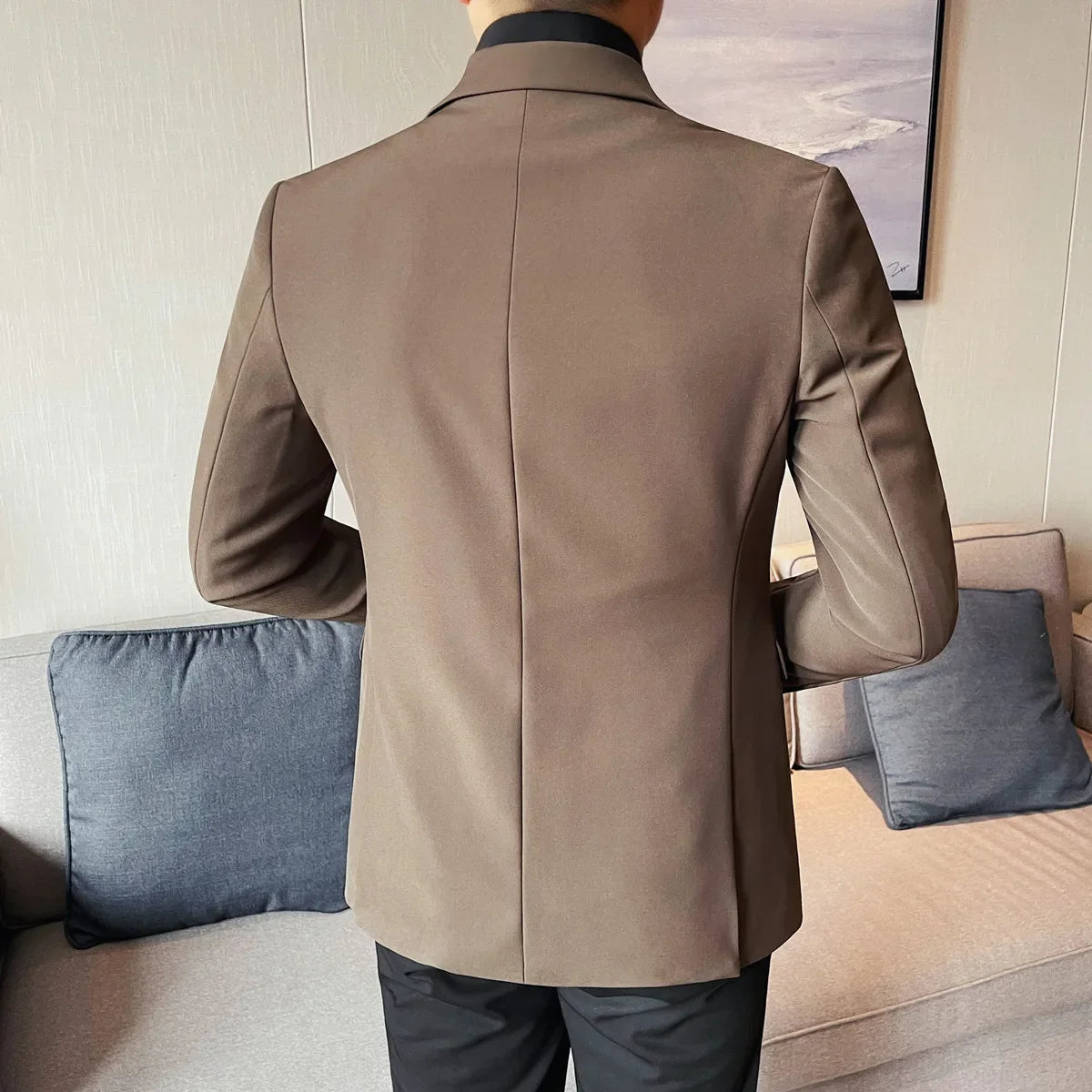 Removable Shirt Fake Two Suit Coats Men Spring Autumn Korean Slim Fit Business Casual Suit Coat Formal Social Party Prom Tuxedos
