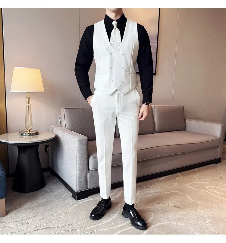 Men's Slim Fit 3-Piece Suit for Weddings, Parties & Formal Occasions – White, Red, Black