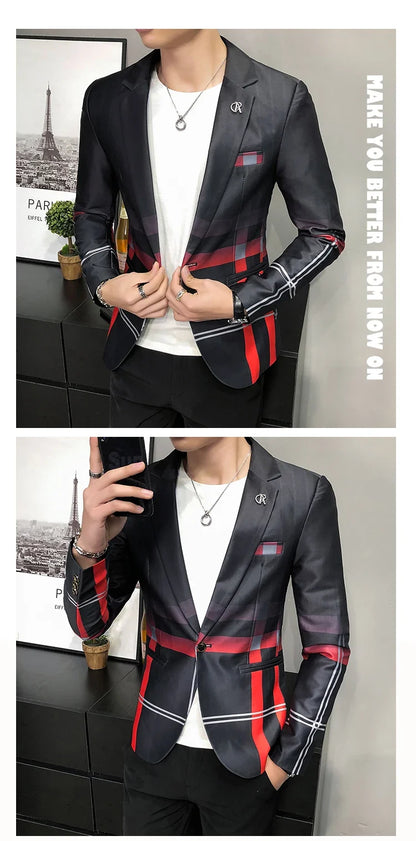 Men's Blazer Suit Jacket 2025 Spring New Fashion Korean Slim Suit Jacket Social Prom Dress Jacket Men's High Quality Clothing