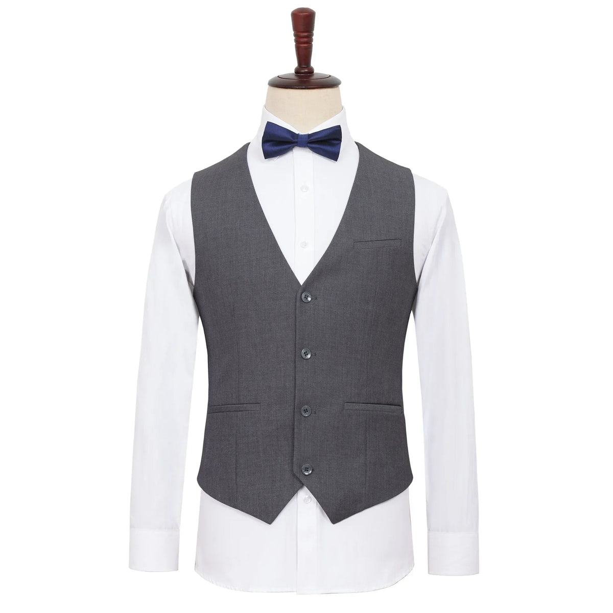Plus Size Men's Single Breasted Suit Vest for Groom and Host – Black, Grey and Navy