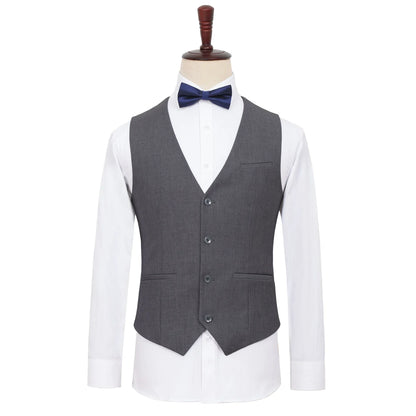 Plus Size Men's Single Breasted Suit Vest for Groom and Host – Black, Grey and Navy