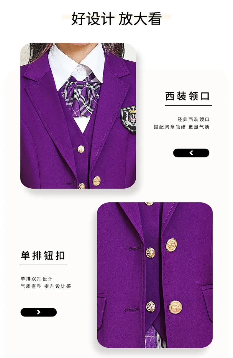 College Style Women's Suit2024New Autumn Small Stature Elegant Campus Suit OutfitjkUniform Suit Dress Set