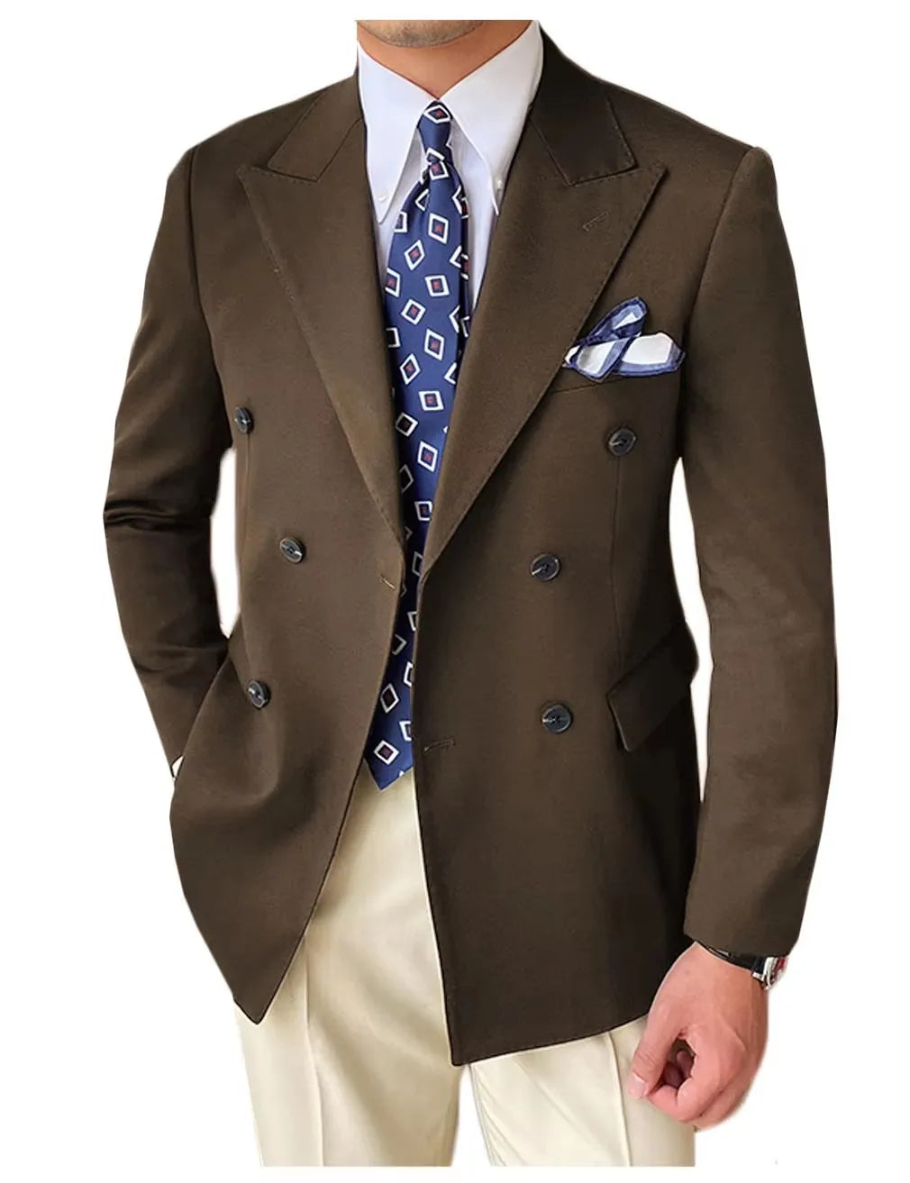Wedding Men's Tuxedo Jacket Bridegroom Business Groom Wear Formal Party Blazer Double Breasted Peak Lapel XS-6XL One Coat
