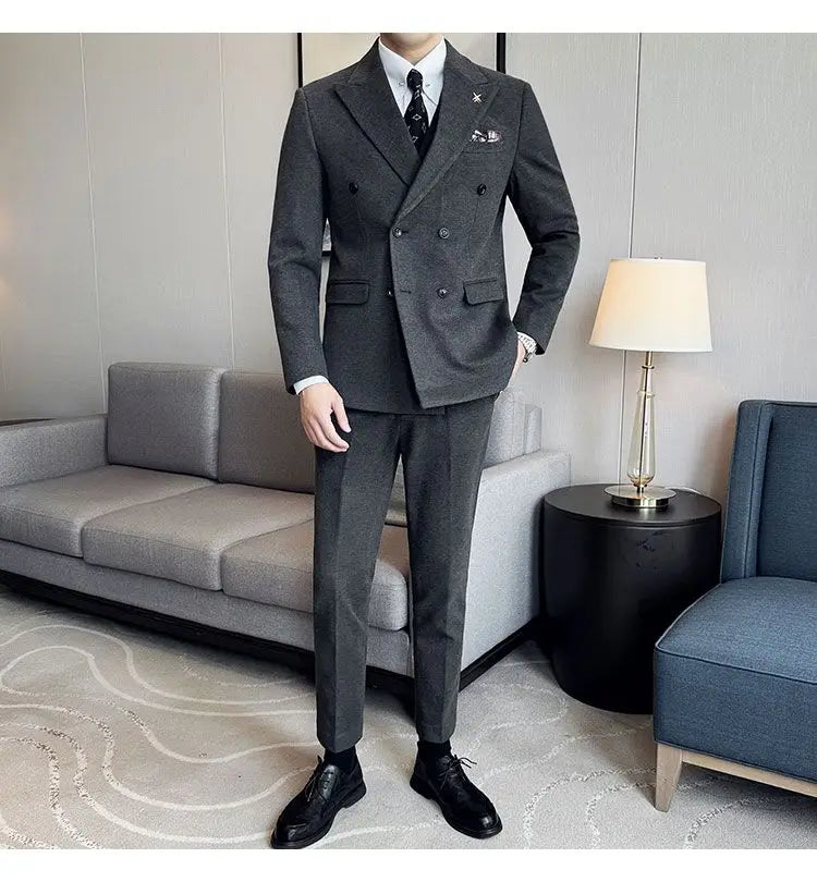 Men's Tuxedo Suit 3 Piece Set Slim Fit Bead Decoration One Button for Wedding Groom & Dinner