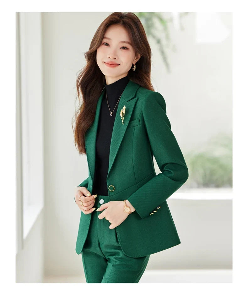 Professional women's exquisite two-piece trousers + suit jacket, elegant fashionable, new style for autumn winter 2025