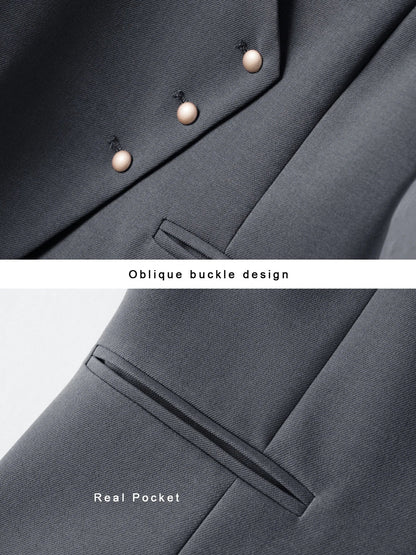 Short V-Neck Suit Vest for Women, Spring and Autumn Slant-Buttoned Top, Perfect for Office Wear and Versatile Vest