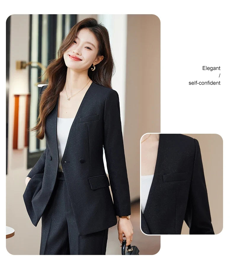 Fashionable business women's suit, high-quality two-piece pants + blazer. Unique temperament, comfortable and stylish