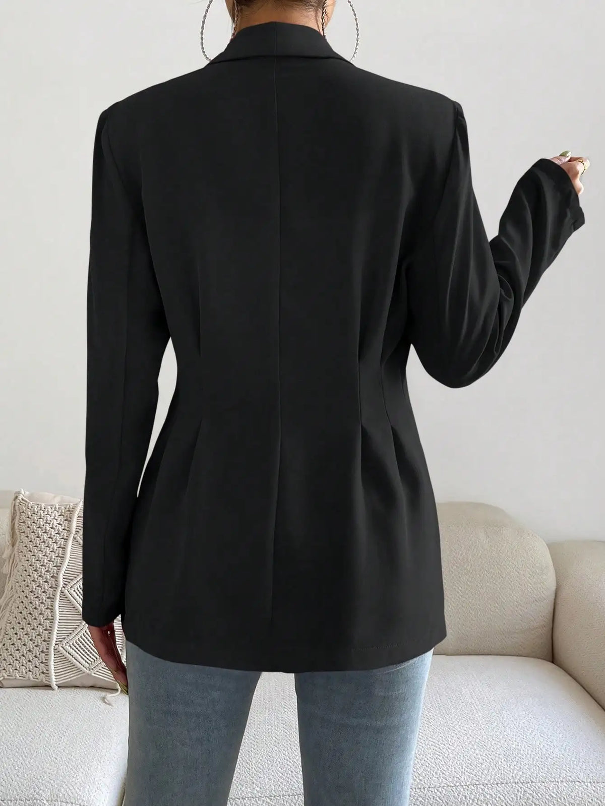 Womens Solid Color Classic Blazer Long Sleeve Single Button Slim Fit Office Work Jacket Autumn Spring Formal Outerwear