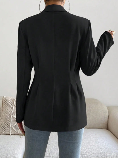 Womens Solid Color Classic Blazer Long Sleeve Single Button Slim Fit Office Work Jacket Autumn Spring Formal Outerwear