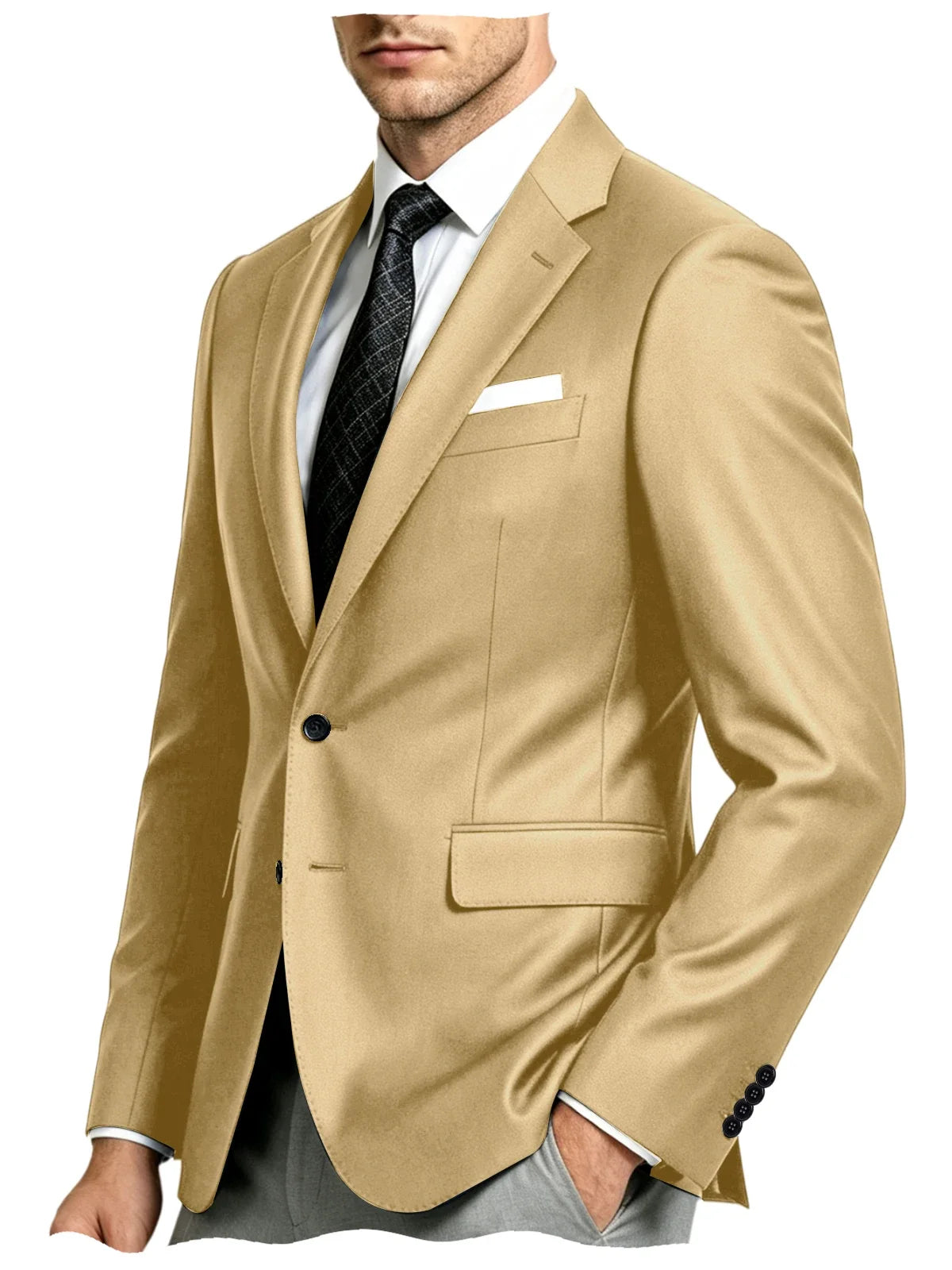 Men's Suit Jacket Single Button Slim Fit Notch Lapel for Wedding, Prom and Business