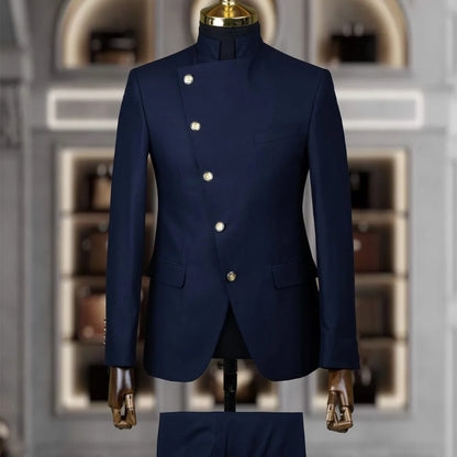 Costume Homme Cintrée 2 Pièces Uni pour Marié, Ensemble Blazer et Pantalon, Formel et Élégant, pour Fête, Bal de Fin d'Année, Banquet (Veste + Pantalon)