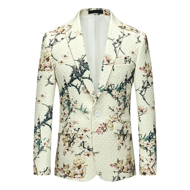 Men's Slim Fit Business Casual Blazer 2025 Stylish Print Boutique Hombre Costume De Luxe Fashionable Men's Suit Blazer