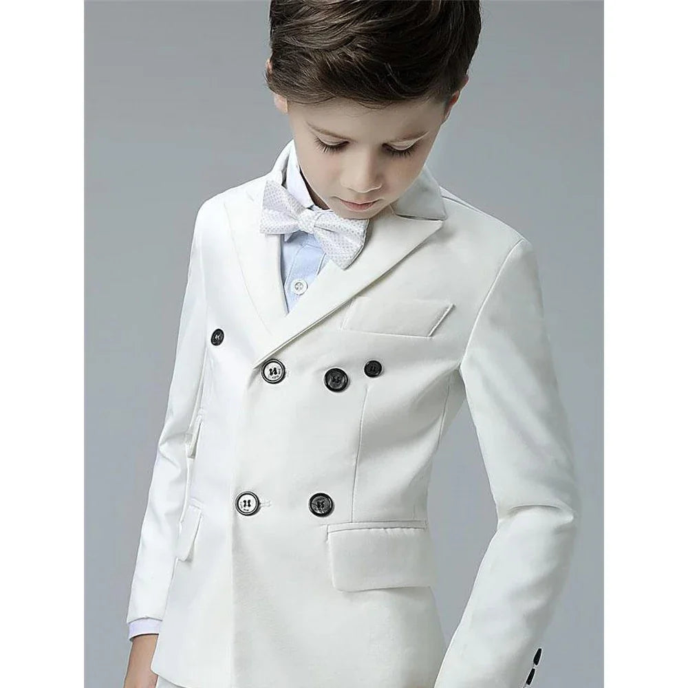 Elegant Boys Suits 2 Piece Fashion Peak Lapel Double Breasted Wear Slim Formal Daily Casual Kids Clothes Boy (Jacket+Pants)