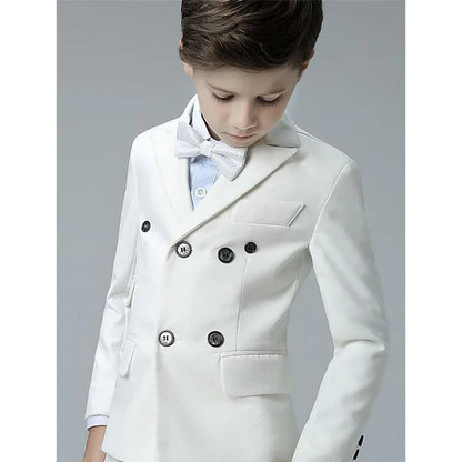 Elegant Boys Suits 2 Piece Fashion Peak Lapel Double Breasted Wear Slim Formal Daily Casual Kids Clothes Boy (Jacket+Pants)
