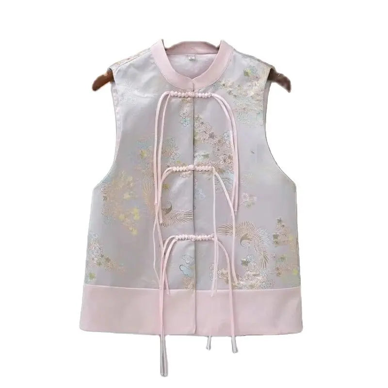 Fashion Spring Vest Women Temperament Button Jacquard Fashion Loose Sleeveless All-match Causal Waistcoat 2025 New Female Jacket