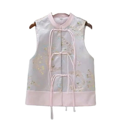 Fashion Spring Vest Women Temperament Button Jacquard Fashion Loose Sleeveless All-match Causal Waistcoat 2025 New Female Jacket
