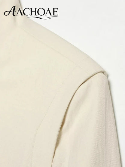 Women's Minimalist Cropped Blazer Stand Collar Suit Jacket Elegant Office Business Casual Long Sleeve Short Coat