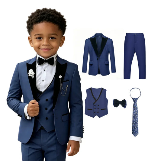 Boys Suit Set 3-Piece Formal Outfit for Kids Wedding Birthday Party Ages 3T–14T