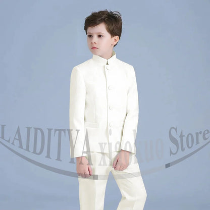 Boy Suits Fashion Stand Collar Single Breasted Outfits 2 Piece Formal Party Tuxedo Daily Casual Slim Children's Clothing