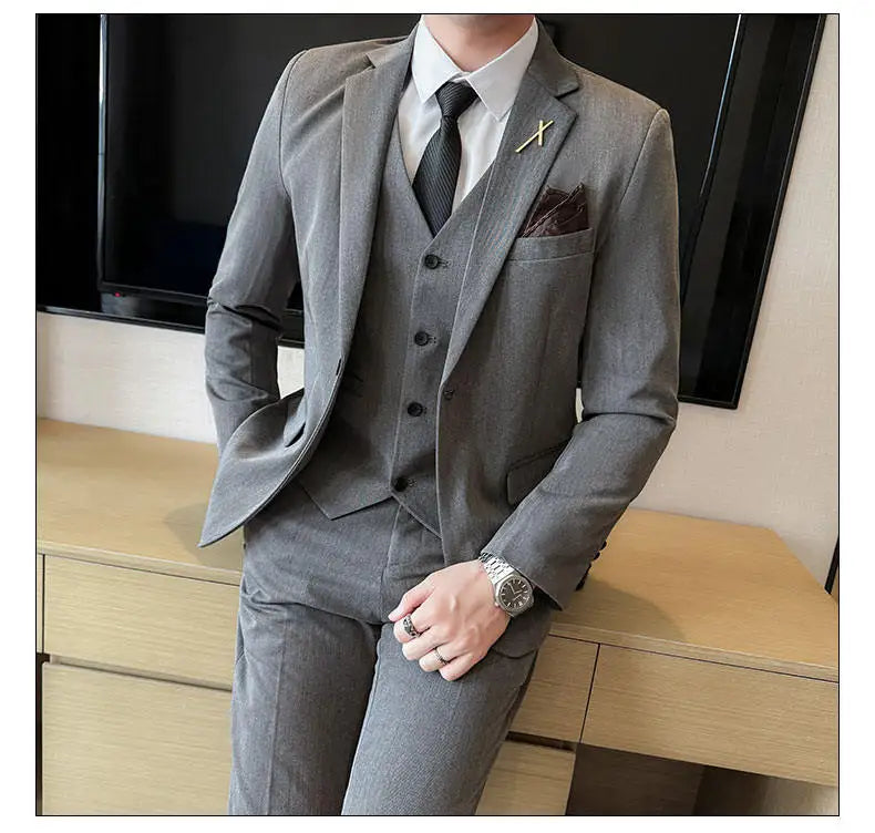 Men's 3-Piece Suit – Blazer, Vest & Trousers | Smart Casual Business & Wedding Suit