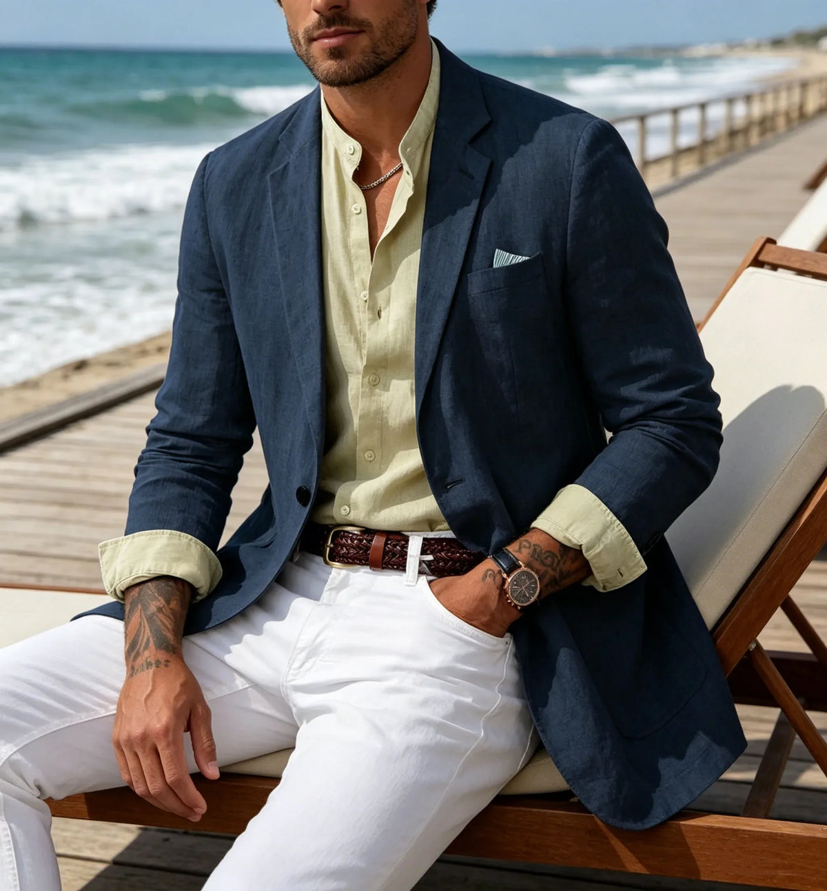 Men's Cotton Linen Blazer Solid Slim Fit Breathable Lightweight Casual Sport Coat One Button Lapel Suit Jacket for Daily Summer