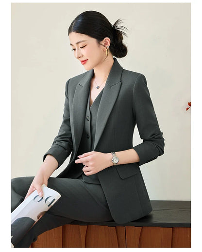 Fashionable professional women's two-piece pant+ suit jacket. Sophisticated elegant, slim fit comfortable. 2025 new style