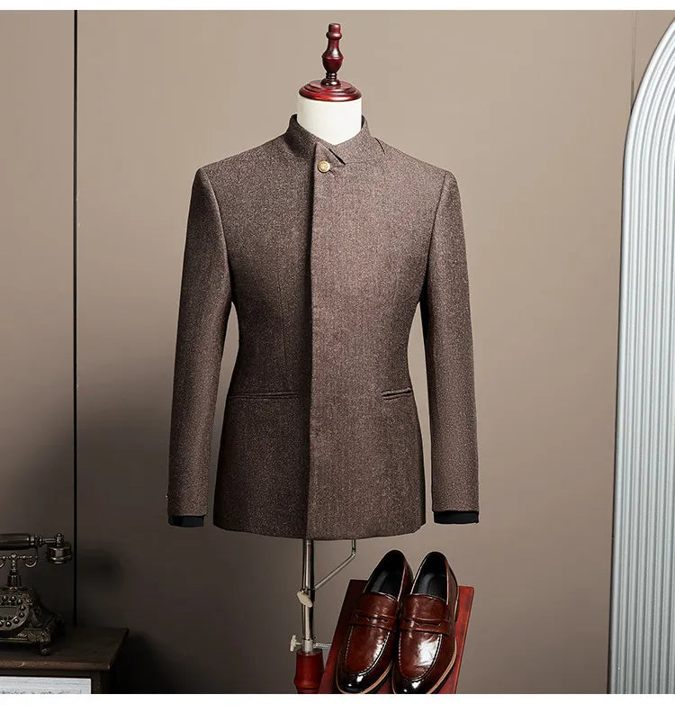 Men's Large Size Autumn Blazer – Smart Casual Polyester Suit Jacket