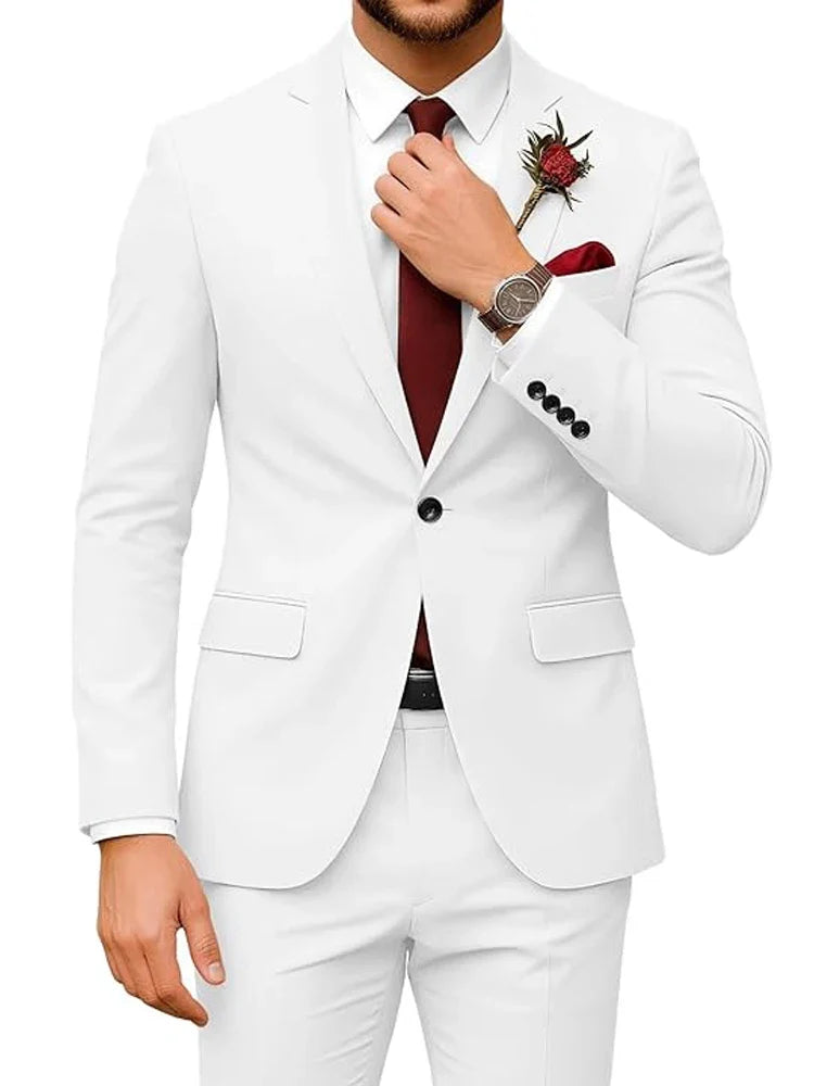 Men's 2-Piece Velour Suit – Slim Fit Blazer and Pants for Wedding, Prom & Formal Occasions
