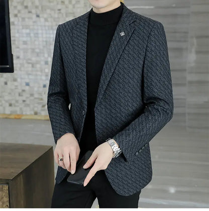 M-8XL Blazer Men's Business Gentleman Korean Wedding Fashion Trend, Slim Fit, Versatile, High-end Casual, Woolen Blazer