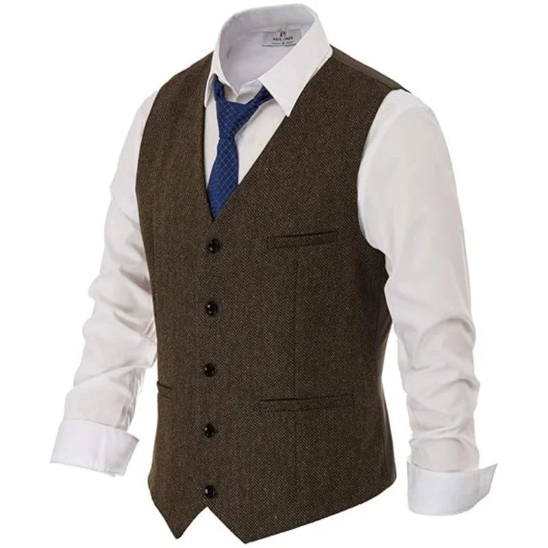 Men's Vest Single Breasted Formal Waistcoat for Wedding Banquet and Business