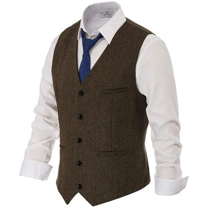 Men's Vest Single Breasted Formal Waistcoat for Wedding Banquet and Business