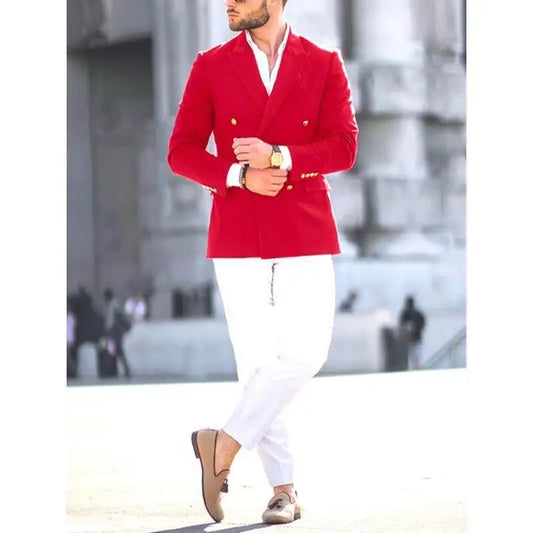 Men's Casual Suit K 67303 Loose Fit Polyester Zipper Closure Business Wear PU Material Color Block Design Winter Collection