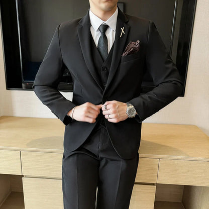 Men's 3-Piece Suit – Blazer, Vest & Trousers | Smart Casual Business & Wedding Suit