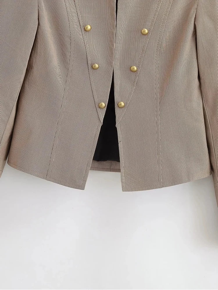 Women Military Style Cropped Blazer Jacket Gold Button Slim Short Suit Coat Stand Collar Elegant Office Lady Outerwear