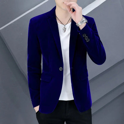 2025 Canary Suit Men's Velveteen Casual Small Suit British Style Business Single West Casual Clothes Trend Youth Handsome Shirt