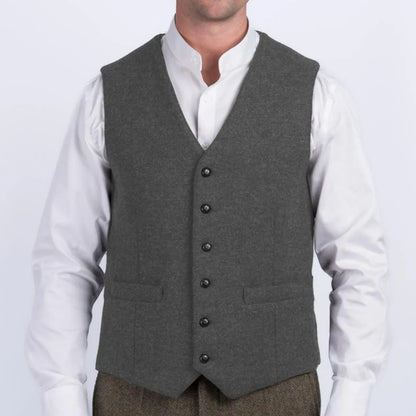 Men Vest Herringbone Single Breasted V-Neck Waistcoat for Wedding Business Formal Wear
