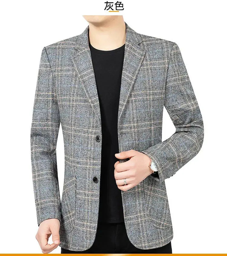 2026 Blazer Men's Fashionable Business Banquet Dance Singer Plaid Fitted Casual Trendy Wedding Banquet Dress Performance Blazer