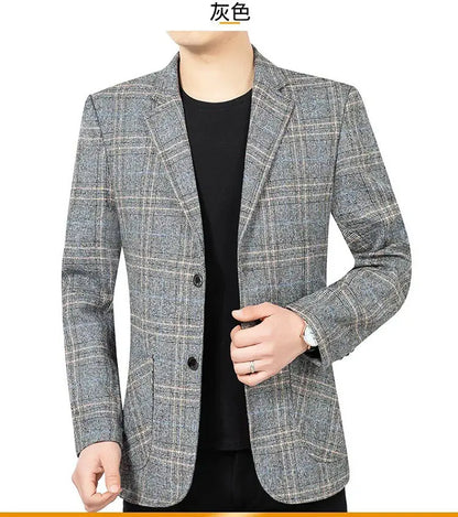 2026 Blazer Men's Fashionable Business Banquet Dance Singer Plaid Fitted Casual Trendy Wedding Banquet Dress Performance Blazer
