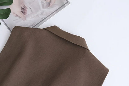 Women Sleeveless Casual Blazer Fashion Vests Korean Style 2026 Elegant Peak Lapel Suit Coats Oversize OL Black Vests