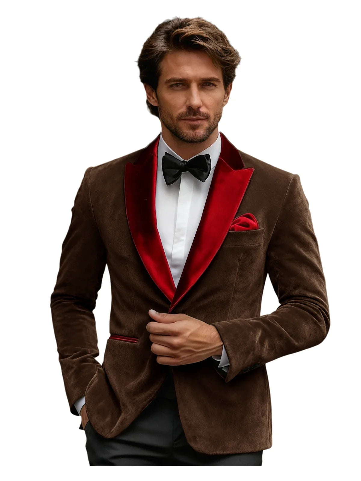 Luxury Burgundy Velvet Men's Blazer Suits Single Breasted Black Shawl Lapel Slim Fit Men Sport Coats Formal Wedding Groom Jacket