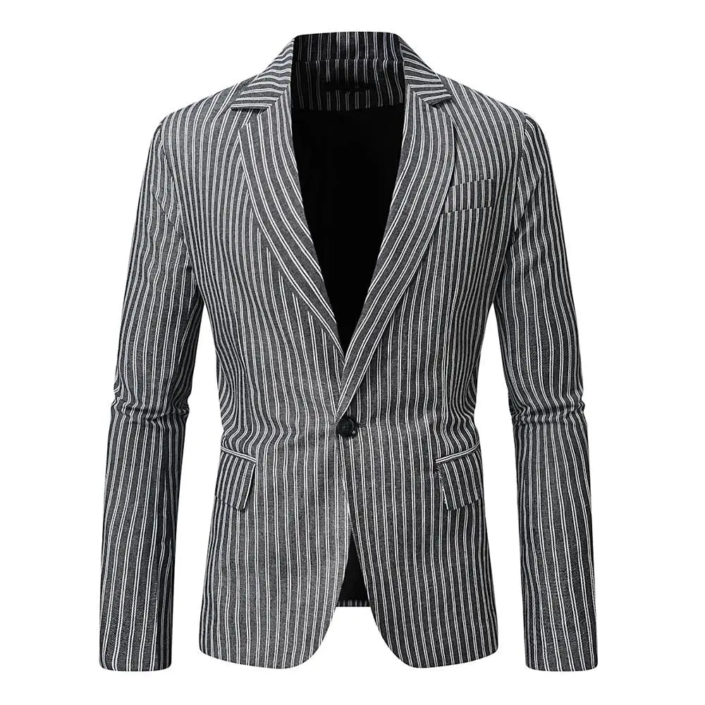 Striped Blazer Jacket Man Suits Luxury Sacos Hombres Elegantes 2025 Coats Men Casual Single Button Social Business Blazers Coats