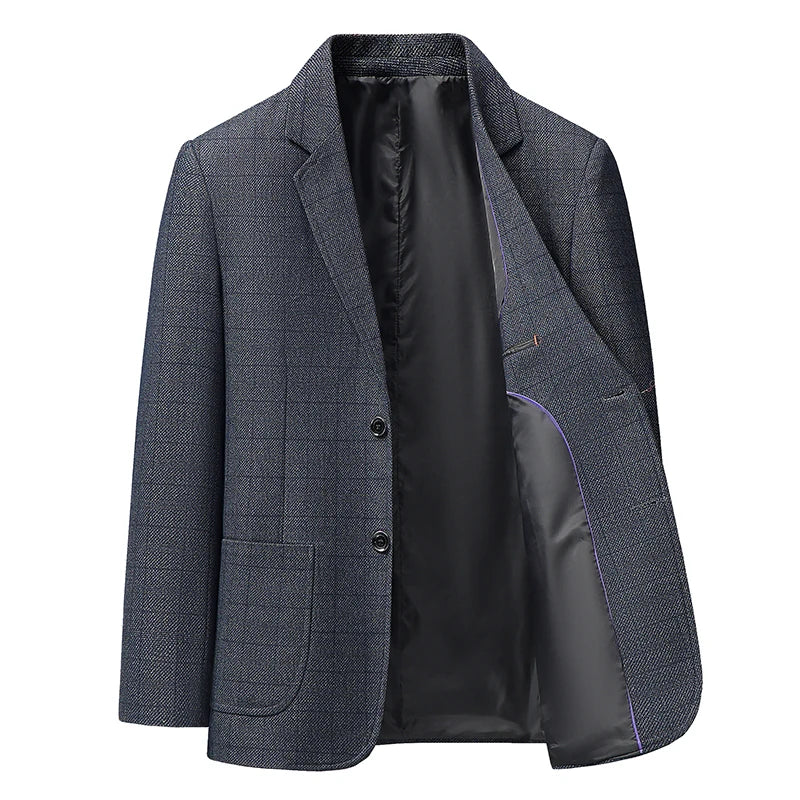 Men's Smart Casual Blazer Single Breasted Checkered Suit Jacket