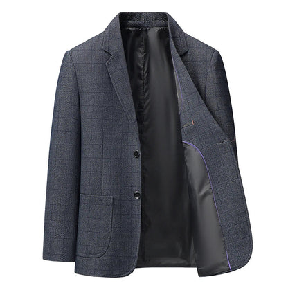 Men's Smart Casual Blazer Single Breasted Checkered Suit Jacket