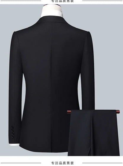 Men's 3-Piece Wedding Suit – Single Breasted, Smart Casual, Blue/Black/Gray – All Seasons