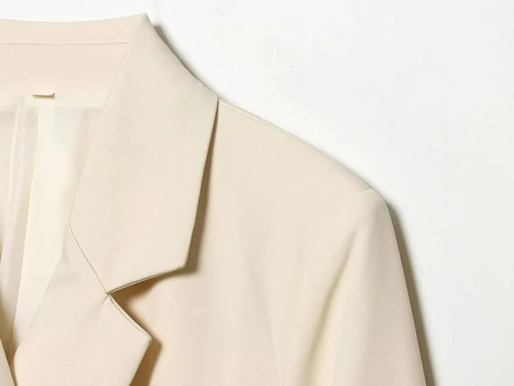 Women Asymmetric Buckle Blazer Elegant Wrap Suit Jacket Slim Waist Tailored Office Lady Workwear Fashion Blazer Coat