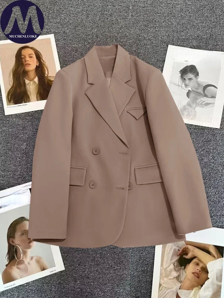 Women's Korean Fashion Long Sleeve Blazer Spring Autumn Casual Loose Office Coat Versatile Street Trend Blazer for Women